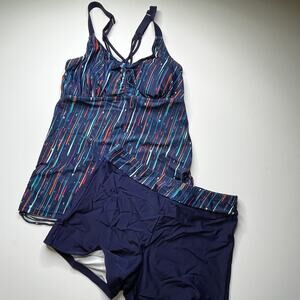 Tempt Me Blue Tankini Boy Short Swimsuit New L